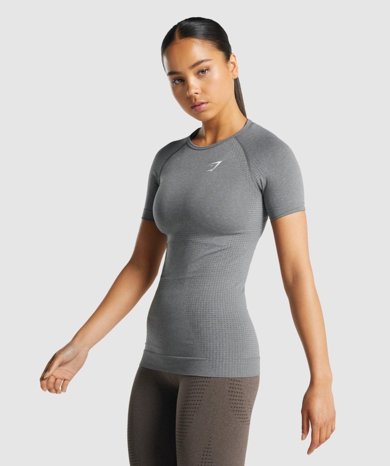 Gymshark Vital Bezšvové 2.0 Tričko Smokey Grey Marl
