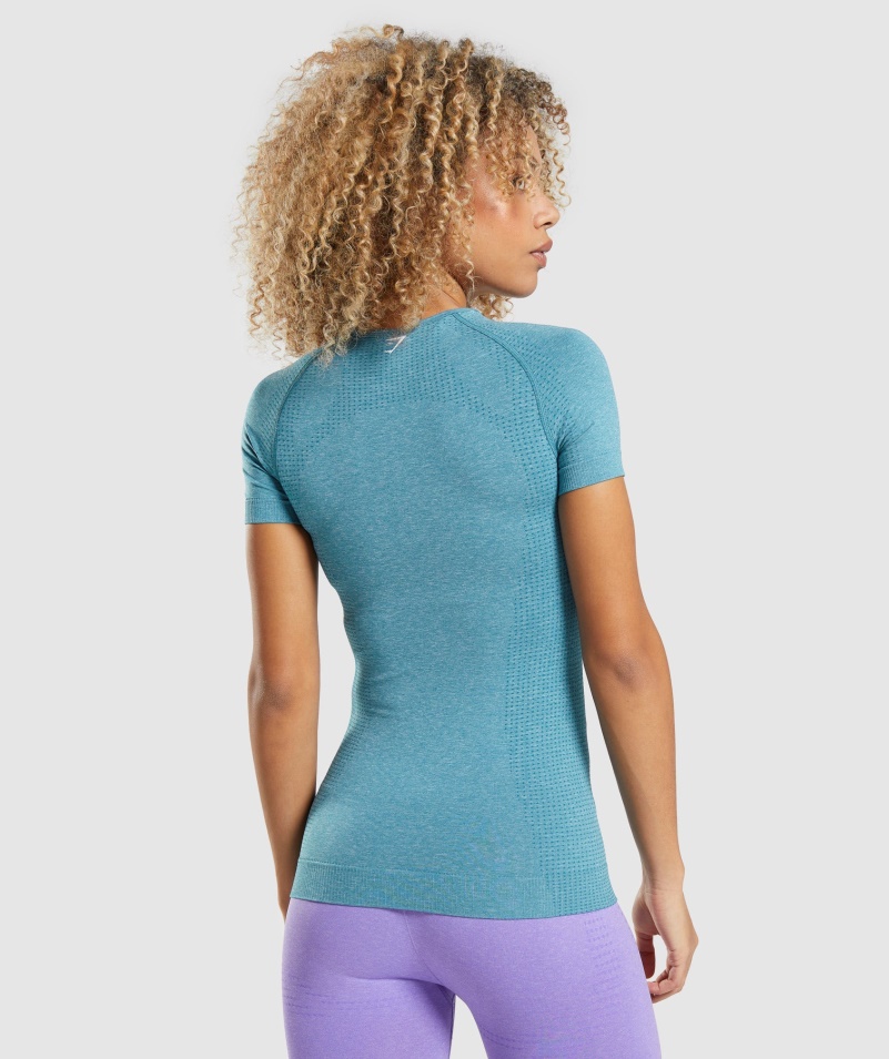 Gymshark Vital Bezšvové 2.0 Tričko Tahoe Teal Marl