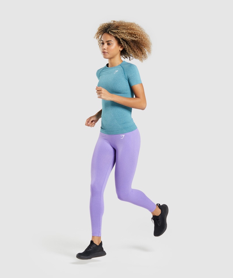 Gymshark Vital Bezšvové 2.0 Tričko Tahoe Teal Marl