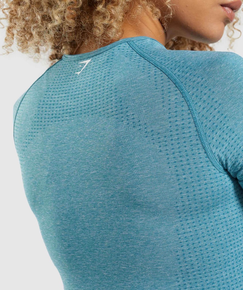 Gymshark Vital Bezšvové 2.0 Tričko Tahoe Teal Marl