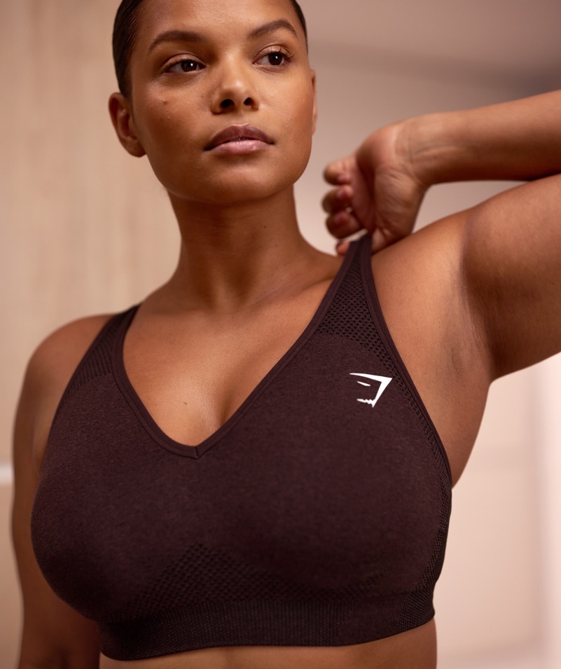 Gymshark Vital Bezšvová 2,0 V športová Podprsenka čerešňovo Hnedá Marl