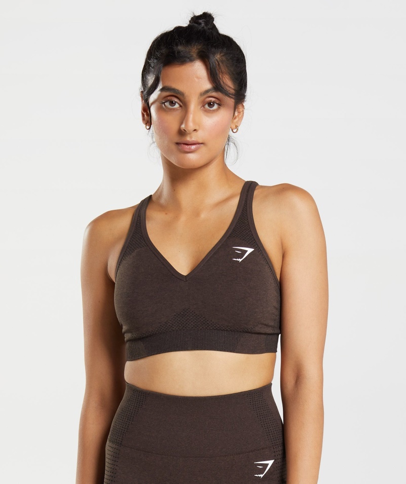 Gymshark Vital Bezšvová 2,0 V športová Podprsenka čerešňovo Hnedá Marl