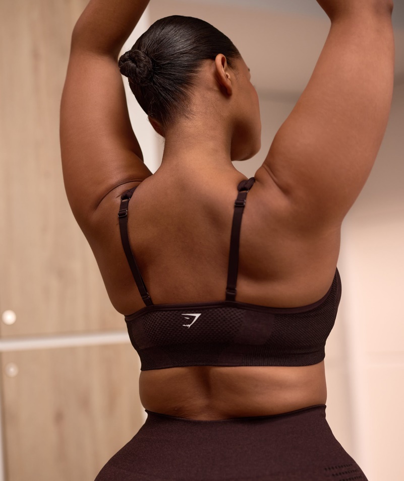 Gymshark Vital Bezšvová 2,0 V športová Podprsenka čerešňovo Hnedá Marl