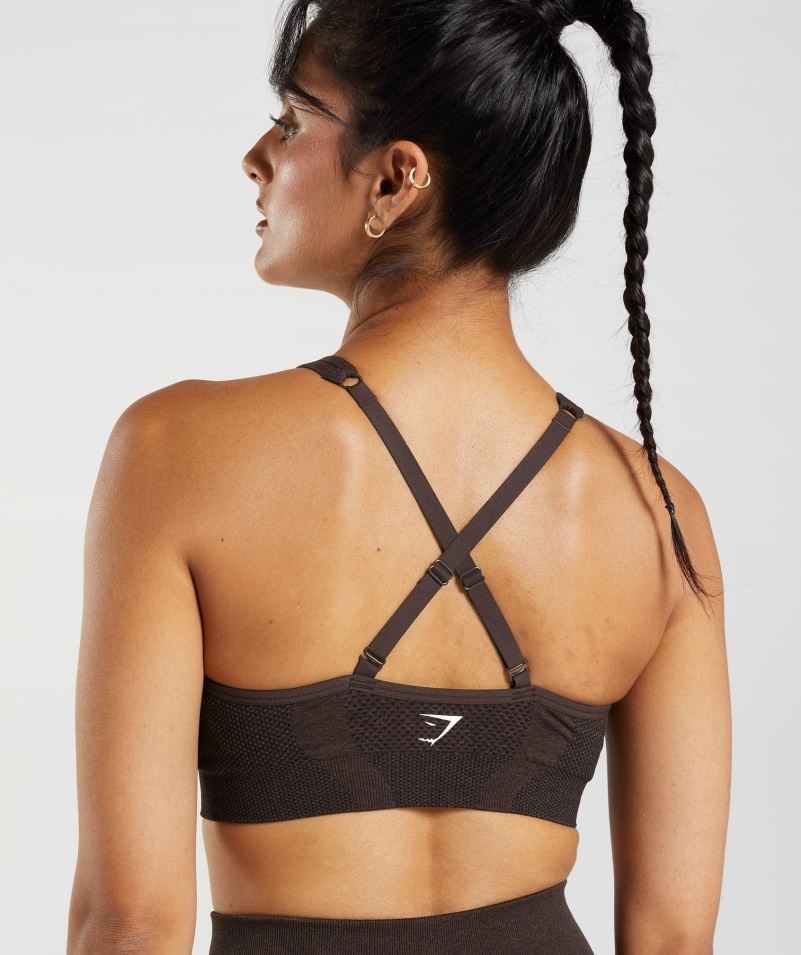 Gymshark Vital Bezšvová 2,0 V športová Podprsenka čerešňovo Hnedá Marl