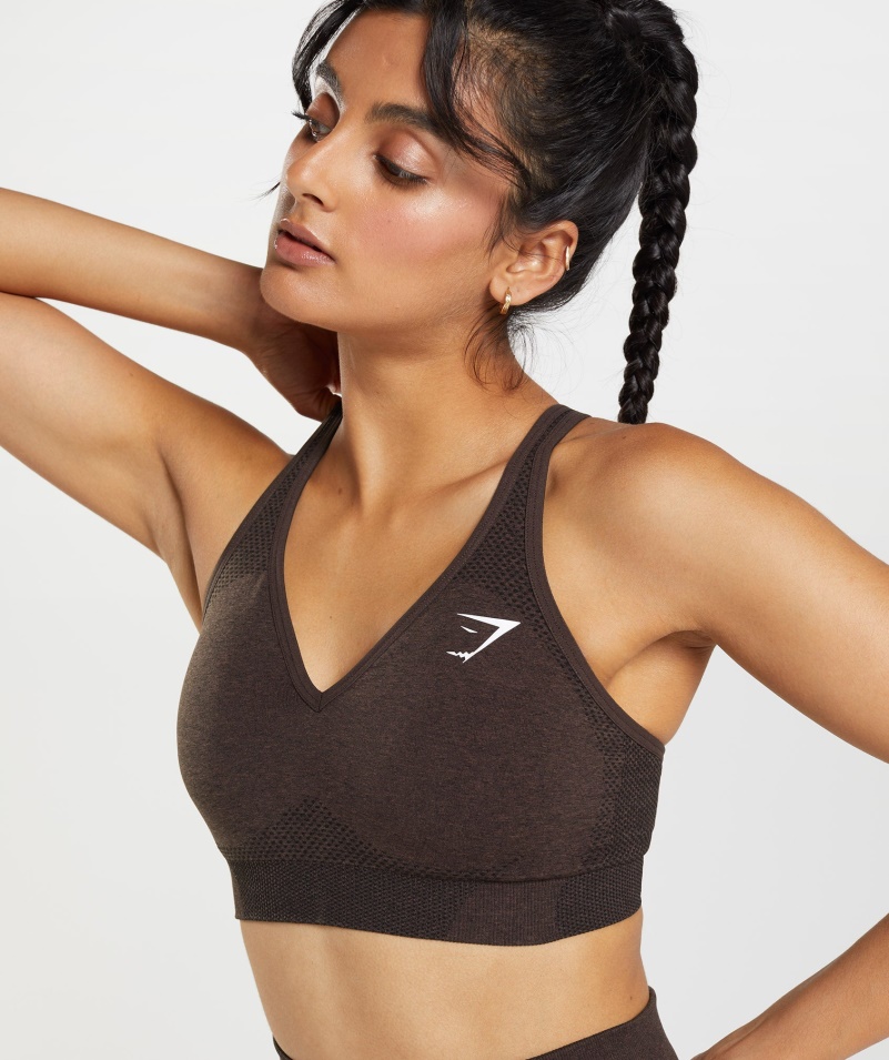 Gymshark Vital Bezšvová 2,0 V športová Podprsenka čerešňovo Hnedá Marl
