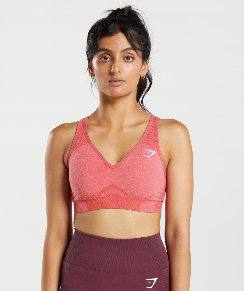 Gymshark Vital Bezšvová 2,0 V športová Podprsenka Chilli Red Marl