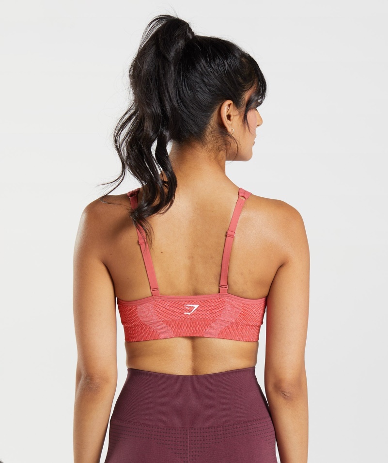 Gymshark Vital Bezšvová 2,0 V športová Podprsenka Chilli Red Marl