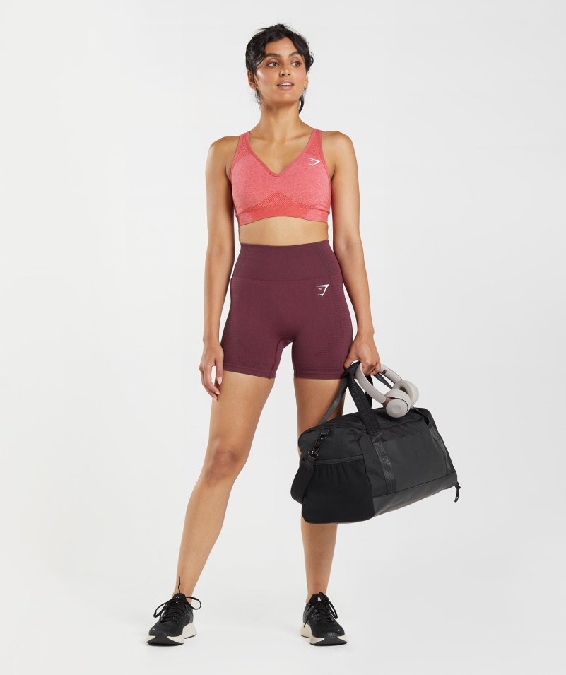 Gymshark Vital Bezšvová 2,0 V športová Podprsenka Chilli Red Marl