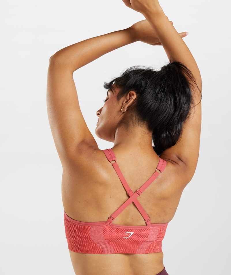 Gymshark Vital Bezšvová 2,0 V športová Podprsenka Chilli Red Marl
