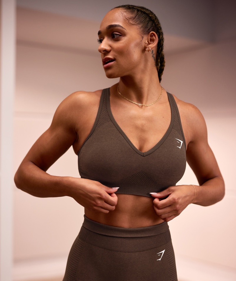 Gymshark Vital Bezšvová 2,0 V športová Podprsenka Na Espresso Marl