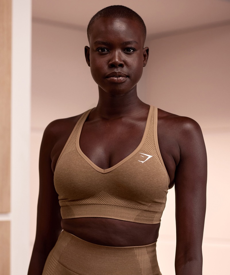 Gymshark Vital Bezšvová 2,0 V športová Podprsenka Plavá Marl