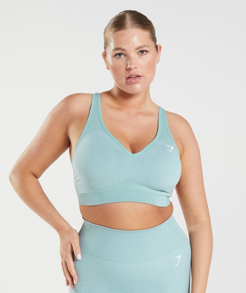 Gymshark Vital Bezšvová 2,0 V športová Podprsenka Perleťovo Modrá Marl