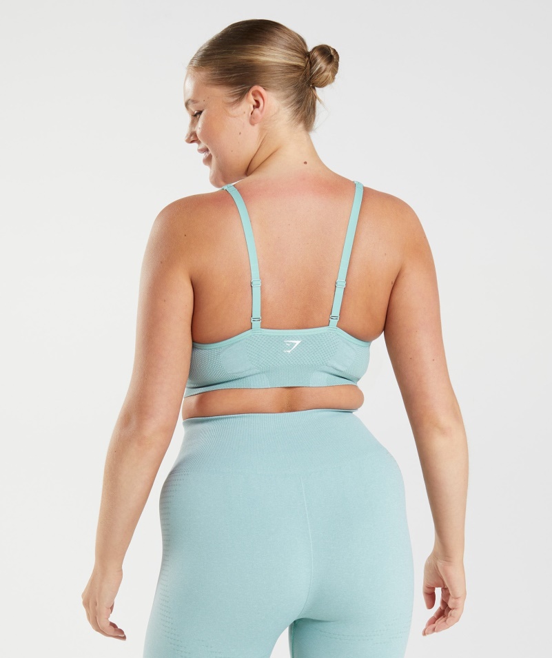 Gymshark Vital Bezšvová 2,0 V športová Podprsenka Perleťovo Modrá Marl