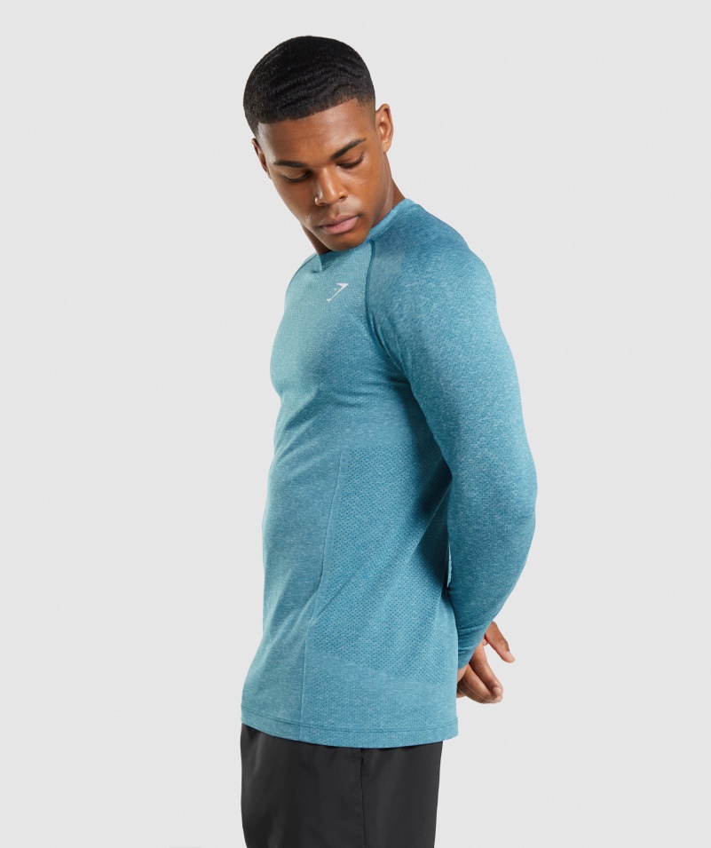 Gymshark Vital Bezšvové ľahké Tričko S Dlhým Rukávom Tahoe Teal Marl