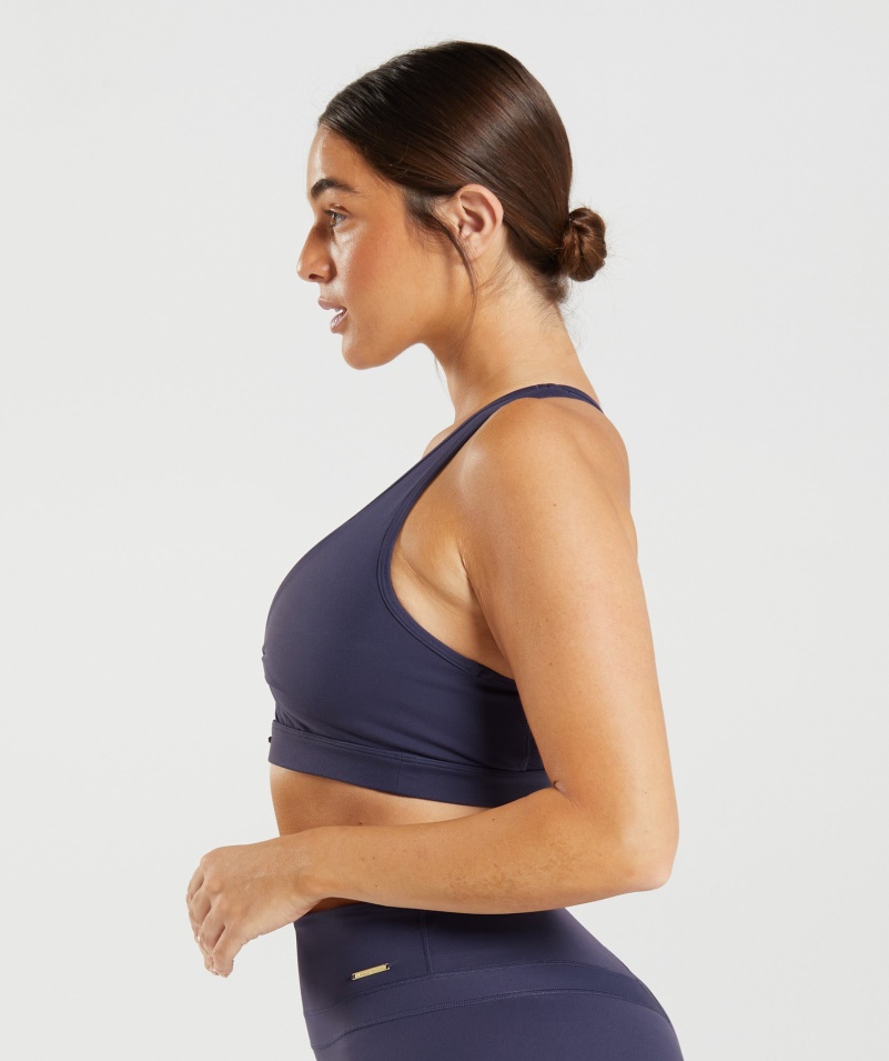 Gymshark Whitney Sieťovaná športová Podprsenka Indigo Námornícka