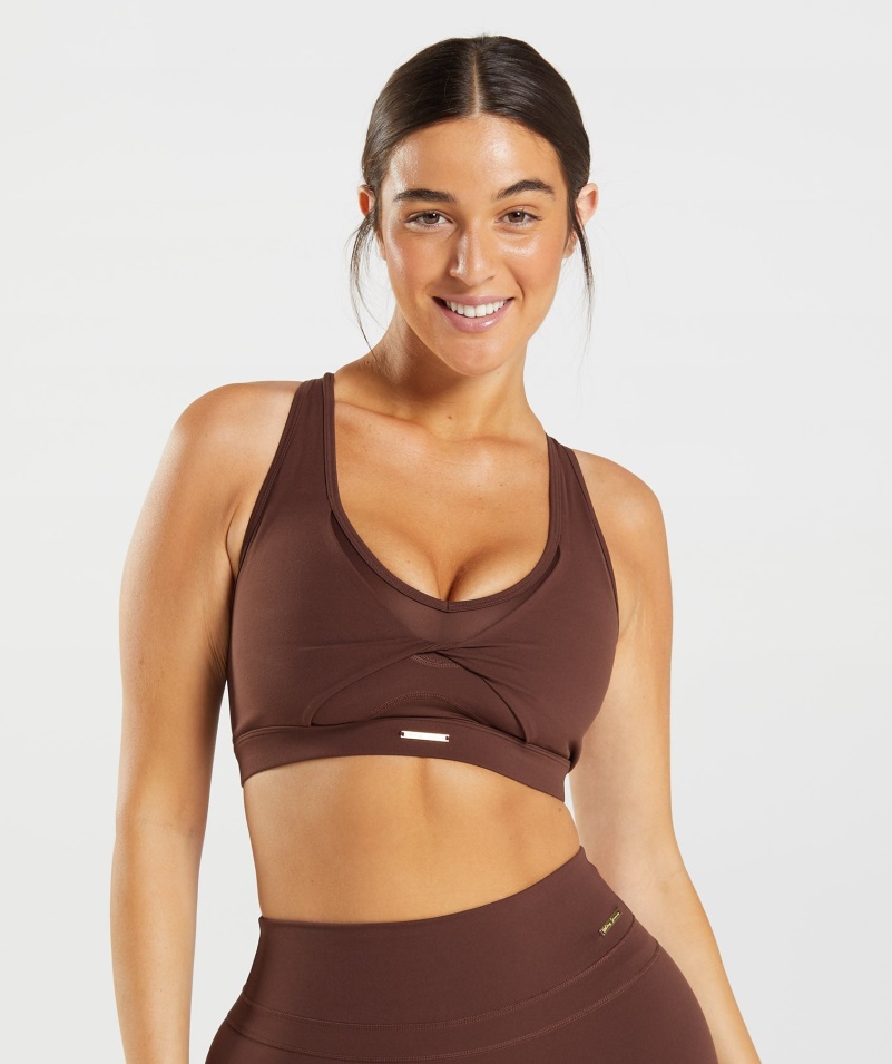 Gymshark Whitney Sieťovaná športová Podprsenka Rekindle Hnedá