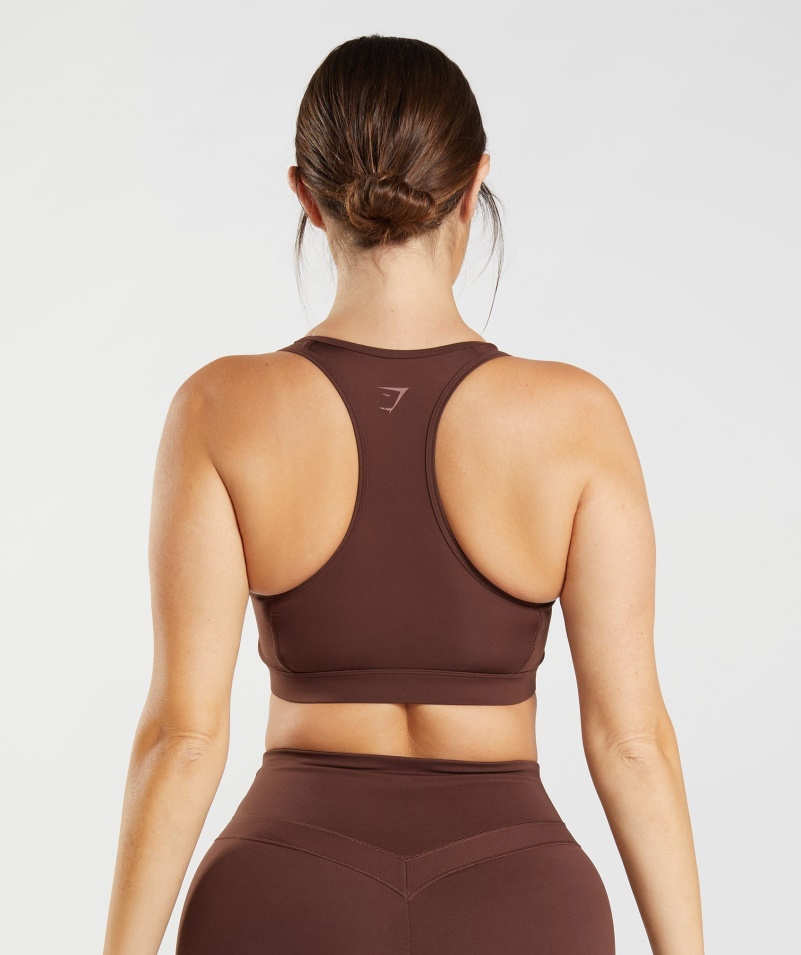 Gymshark Whitney Sieťovaná športová Podprsenka Rekindle Hnedá