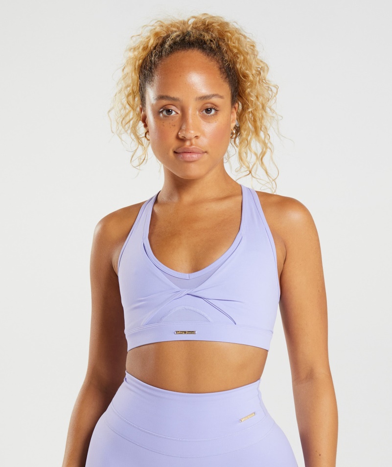 Gymshark Whitney Sieťovaná športová Podprsenka Wildflower Fialová