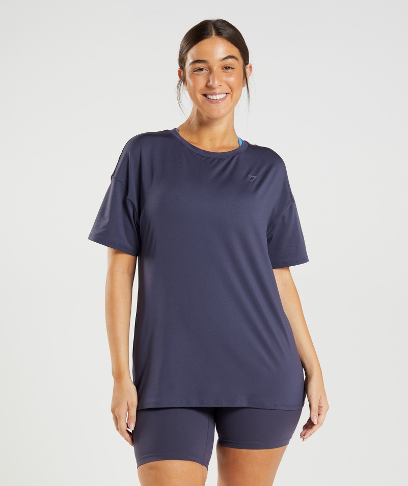 Gymshark Whitney Oversized Tričko Indigo Námornícke