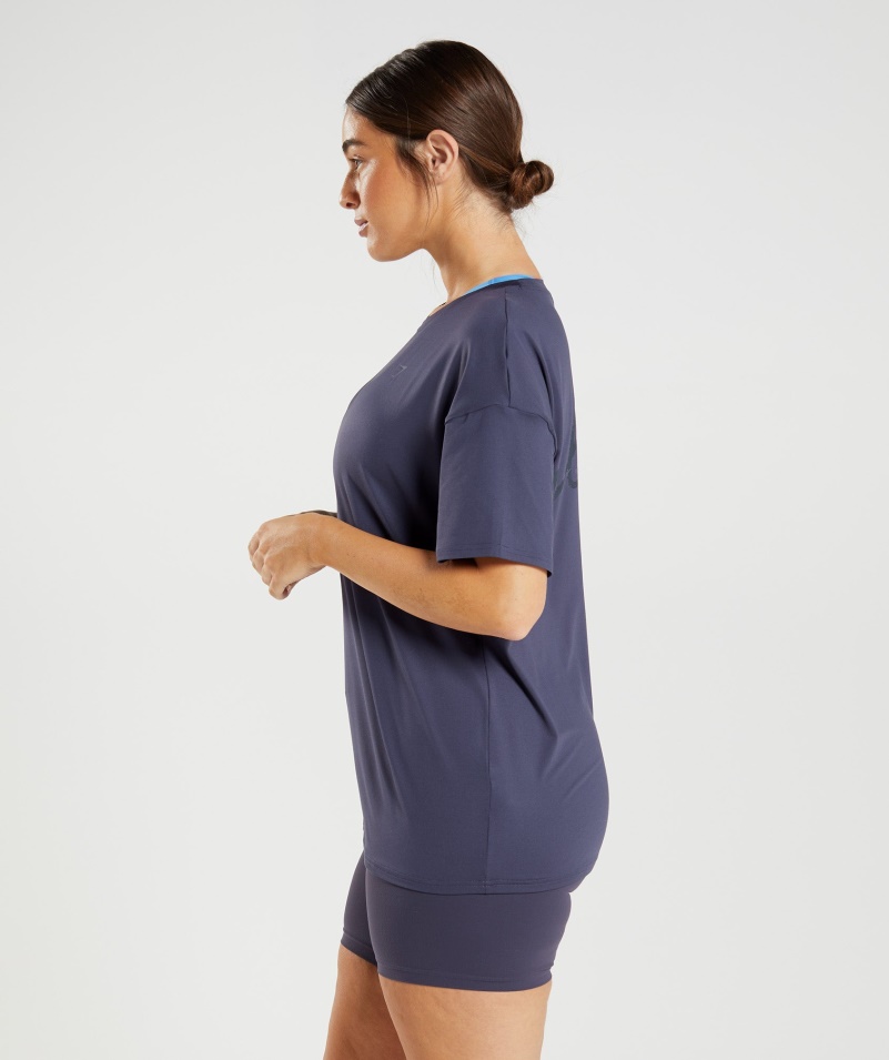 Gymshark Whitney Oversized Tričko Indigo Námornícke