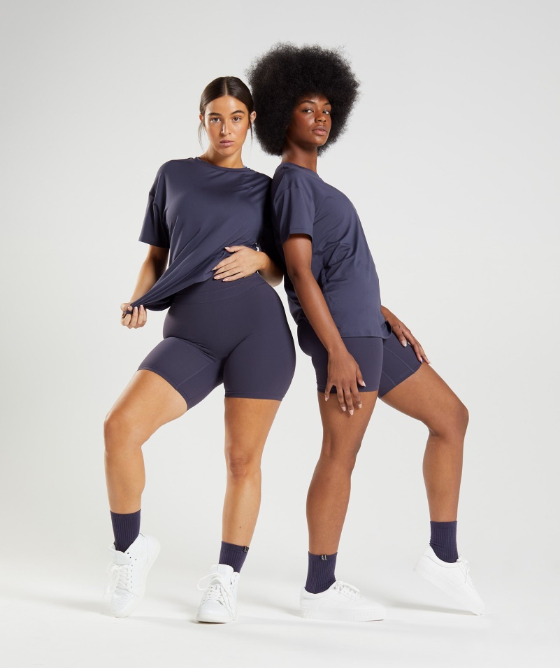 Gymshark Whitney Oversized Tričko Indigo Námornícke