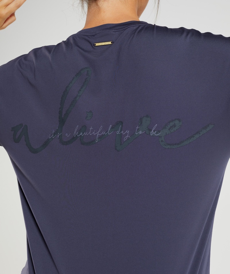 Gymshark Whitney Oversized Tričko Indigo Námornícke