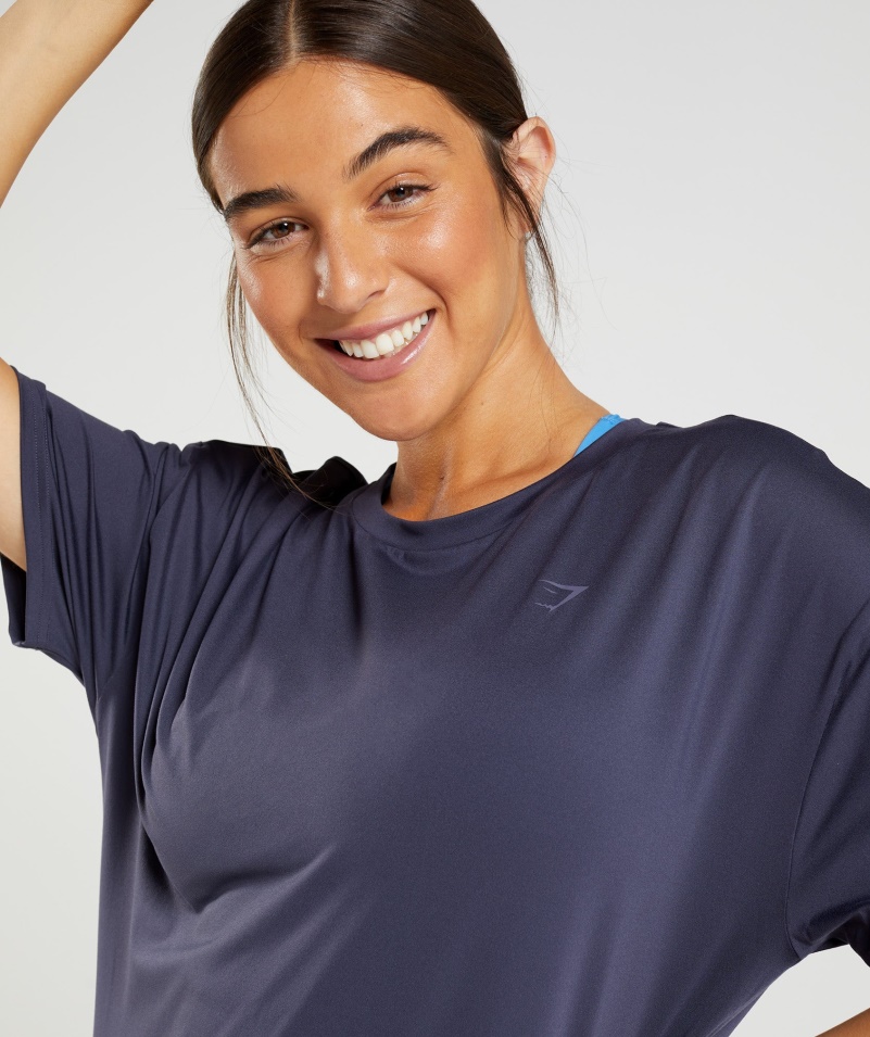 Gymshark Whitney Oversized Tričko Indigo Námornícke