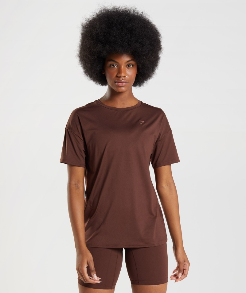 Gymshark Whitney Oversized Tričko Rekindle Hnedé