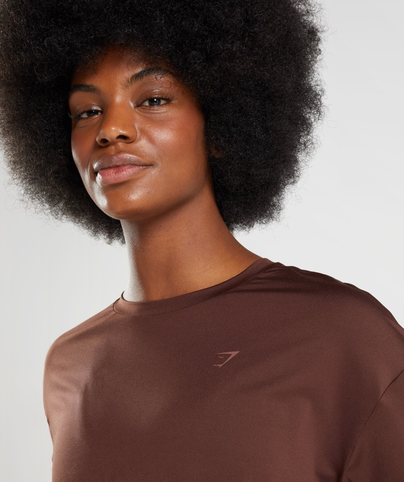 Gymshark Whitney Oversized Tričko Rekindle Hnedé