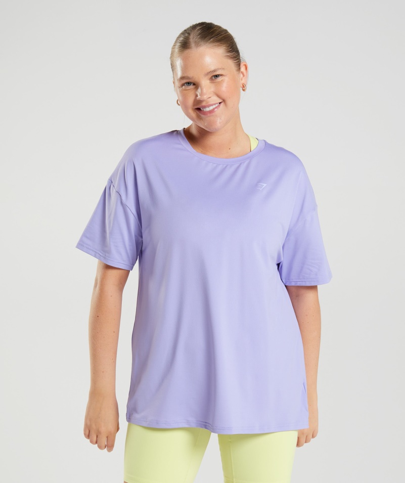 Gymshark Whitney Oversized Tričko Wildflower Fialové