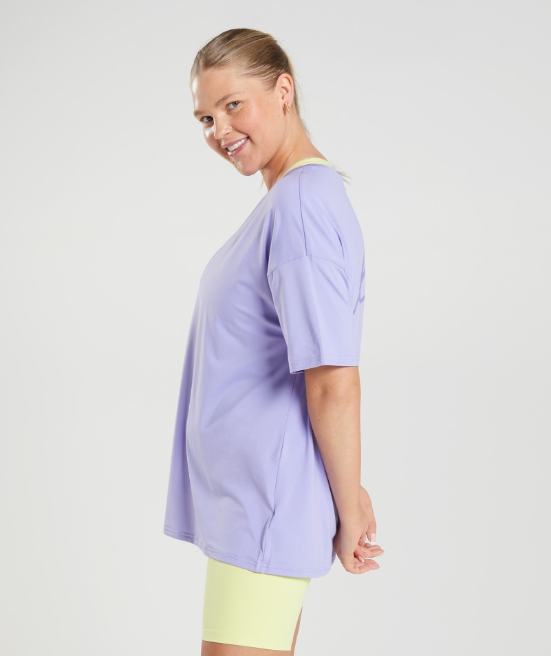 Gymshark Whitney Oversized Tričko Wildflower Fialové