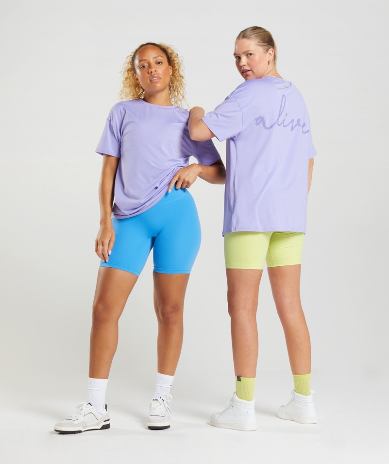 Gymshark Whitney Oversized Tričko Wildflower Fialové