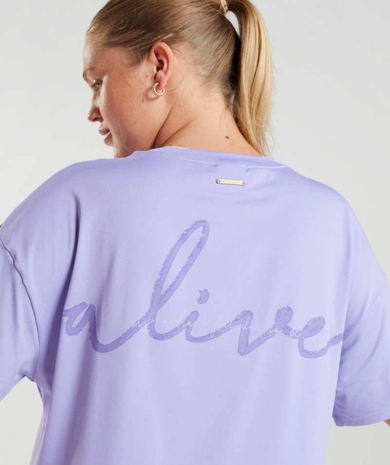 Gymshark Whitney Oversized Tričko Wildflower Fialové