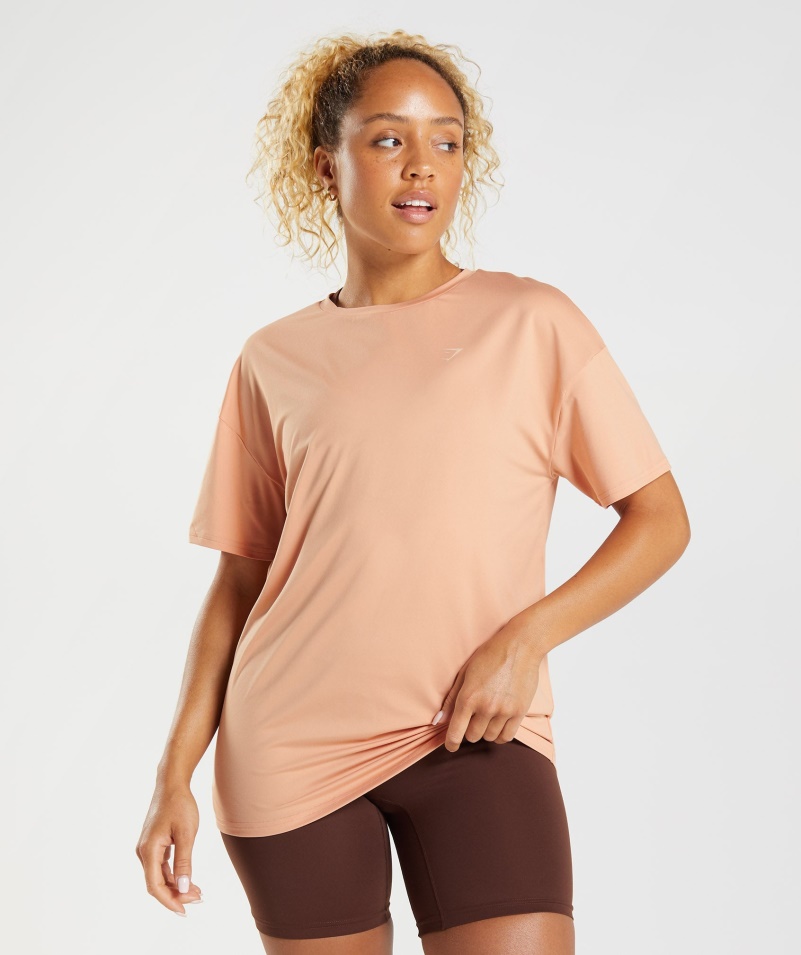 Gymshark Whitney Oversized Tričko Sunset Béžová