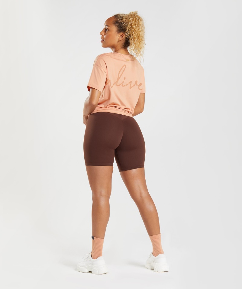 Gymshark Whitney Oversized Tričko Sunset Béžová