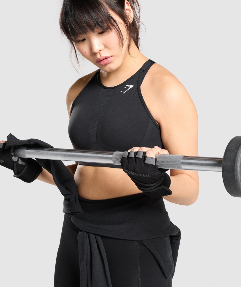 Gymshark Wrap Zdvíhacie Rukavice čierne