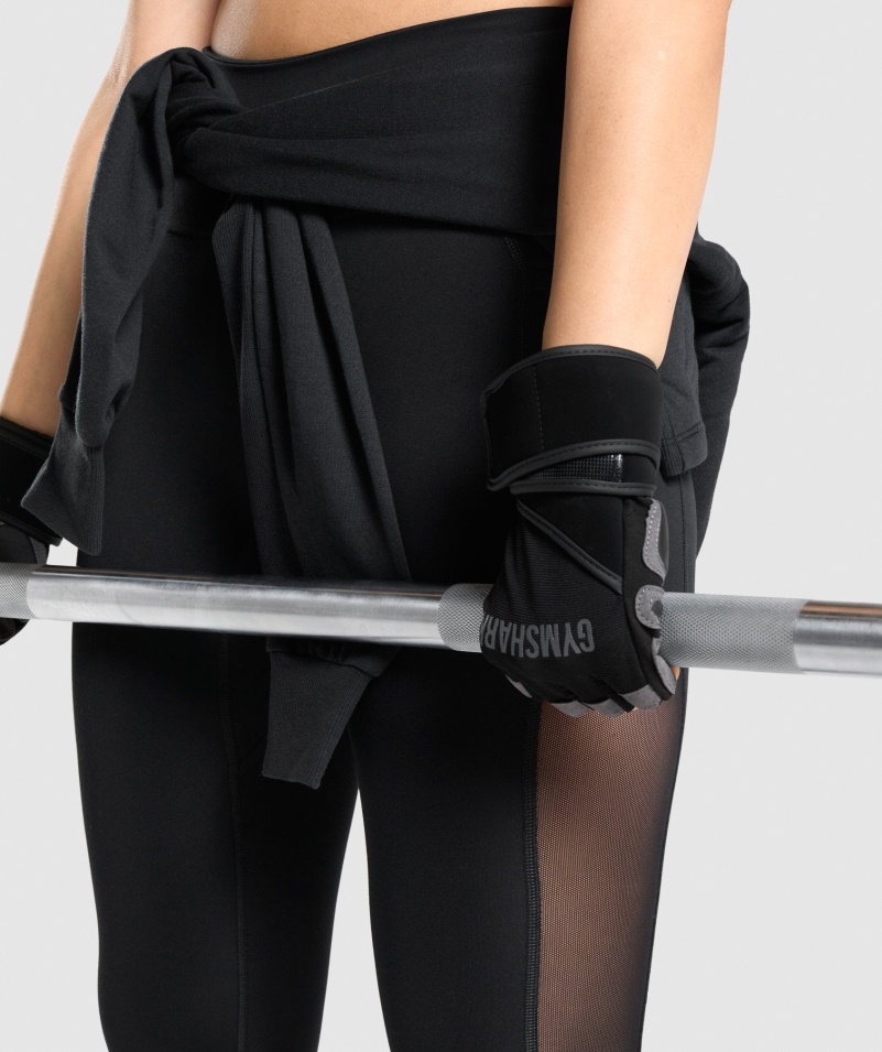 Gymshark Wrap Zdvíhacie Rukavice čierne
