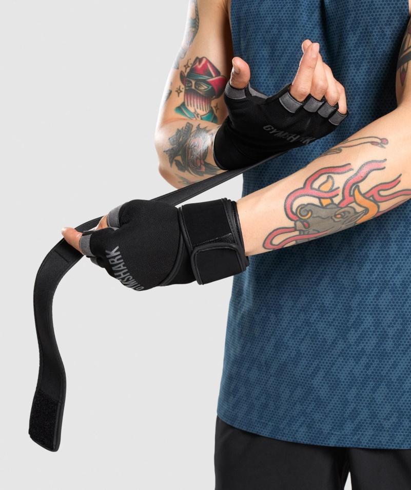 Gymshark Wrap Zdvíhacie Rukavice čierne
