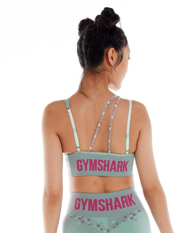 Gymshark Wtflex Cyborg Bezšvová športová Podprsenka Maya Modrá-ružová-turbo Modrá