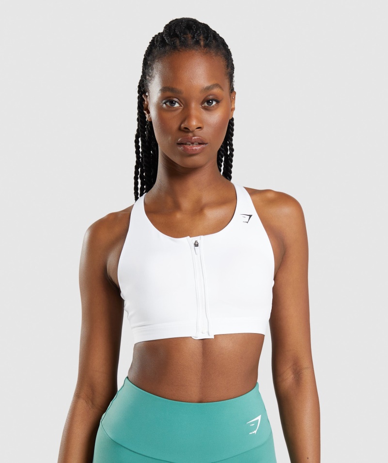 Gymshark športová Podprsenka Na Zips Biela