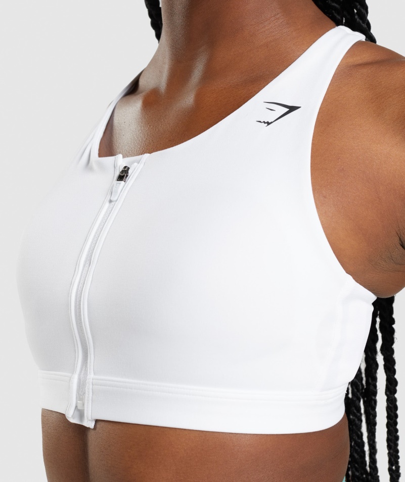 Gymshark športová Podprsenka Na Zips Biela